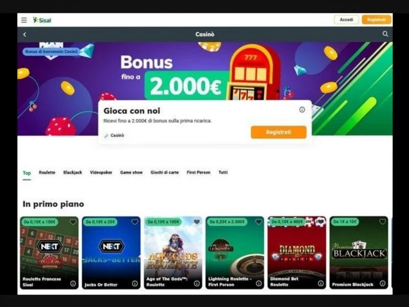 Pour effectuer un dépôt au Sisal Casino