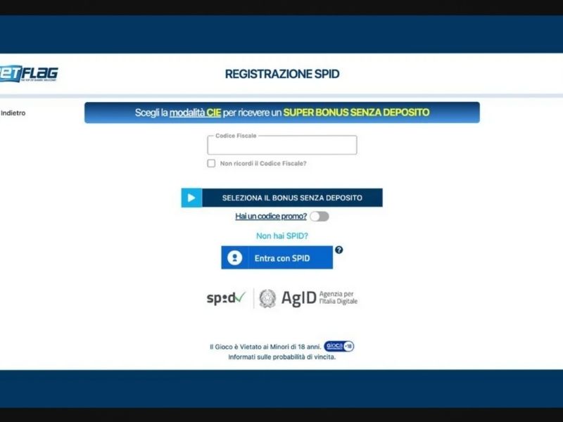 Registrazione al BetFlag Casino