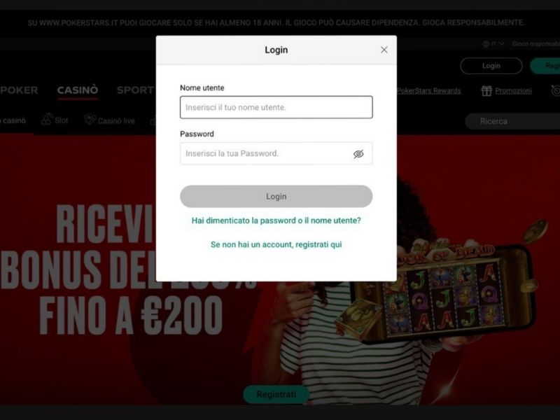 Registrazione al PokerStars Casino